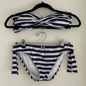 Navy & white striped bikini